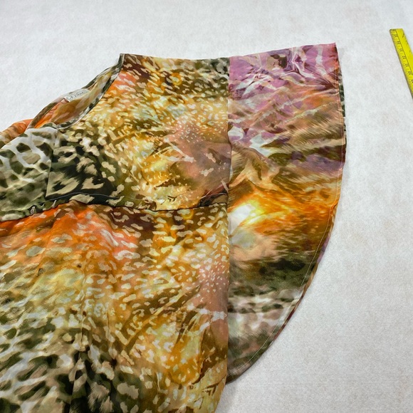 J Valdi Cheetah Top Animal Print Mustard Yellow Pink Butterfly Sleeves V… - Picture 6 of 10